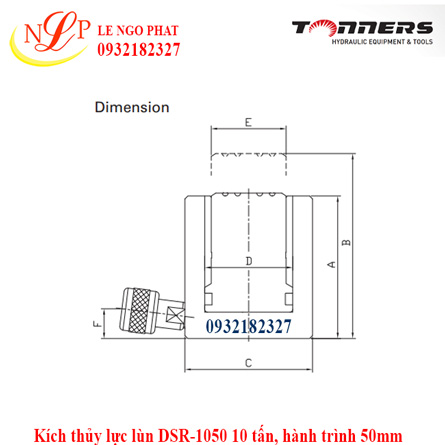 Kích thủy lực lùn DSR-1050 10 tấn, hành trình 50mm