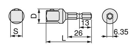 Socket adapter for charge system electric drills 2BSA