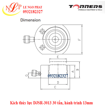 Kích thủy lực DJSR-3013 30 tấn, hành trình 13mm