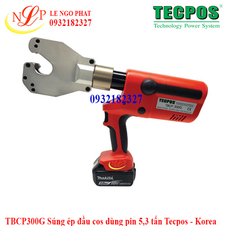 TBCP300G Súng ép đầu cos dùng pin 5,3 tấn Tecpos - Korea