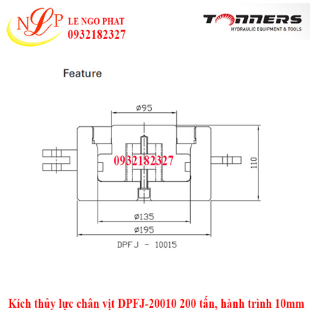 Kích thủy lực chân vịt DPFJ-20010 200 tấn, hành trình 10mm
