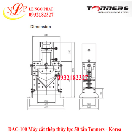 DAC-100 Máy cắt thép thủy lực 50 tấn Tonners - Korea