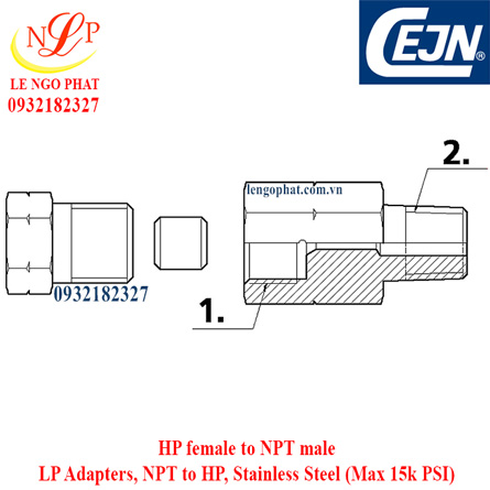 LP Adapters HP female to NPT male Stainless Steel