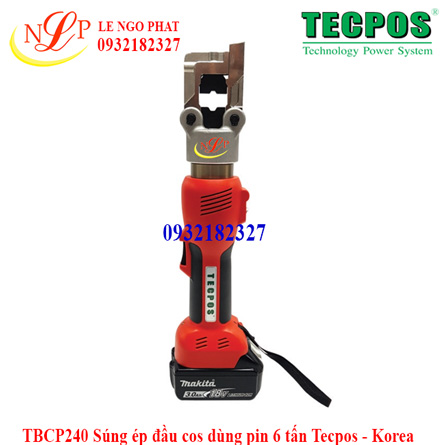 TBCP240 Súng ép đầu cos dùng pin 6 tấn Tecpos - Korea