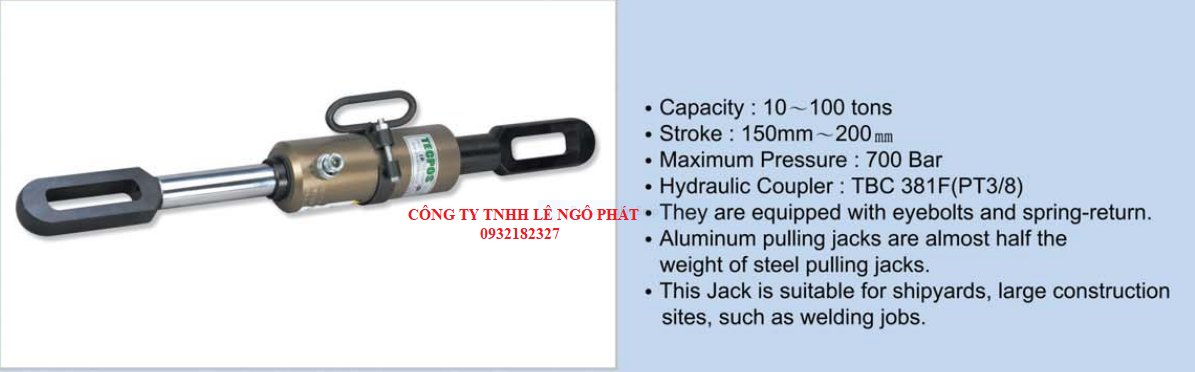 Kích thủy lực Tecpos TAPJ model tăng đơ 10 tấn đến 100 tấn