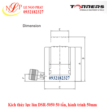 Kích thủy lực lùn DSR-5050 50 tấn, hành trình 50mm
