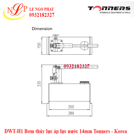 DWT-H1 Bơm thủy lực áp lực nước 14mm Tonners - Korea