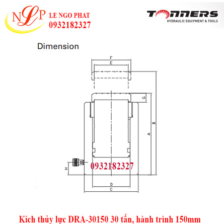 Kích thủy lực DRA-30150 30 tấn, hành trình 150mm