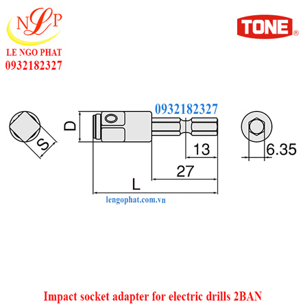 Impact socket adapter for electric drills 2BAN