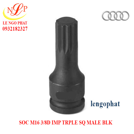 SOC M16 3/8D IMP TRPLE SQ MALE BLK