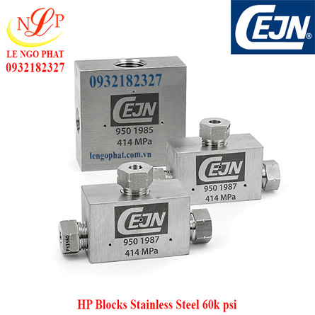3-way Tee block HP Blocks Stainless Steel 60k psi