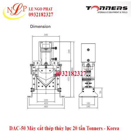 DAC-50 Máy cắt thép thủy lực 20 tấn Tonners - Korea