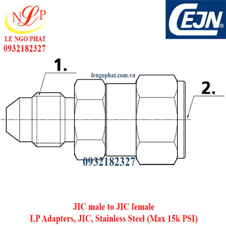 LP Adapters, JIC male to JIC female Stainless Steel