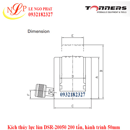 Kích thủy lực lùn DSR-20050 200 tấn, hành trình 50mm
