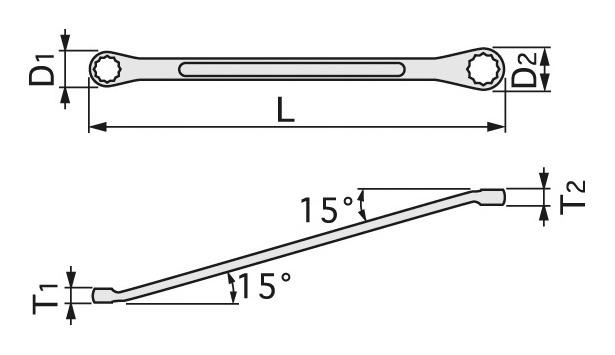 Long offset wrench (15 deg) M15
