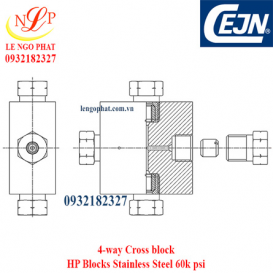 4-way Cross block HP Blocks Stainless Steel 60k psi