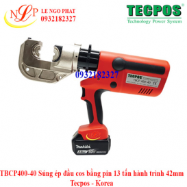TBCP400-40 Súng ép đầu cos bằng pin 13 tấn hành trình 42mm Tecpos - Korea