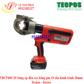 TBCP400-20 Súng ép đầu cos bằng pin 10 tấn hành trình 20mm Tecpos - Korea