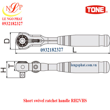 Short swivel ratchet handle RH2VHS