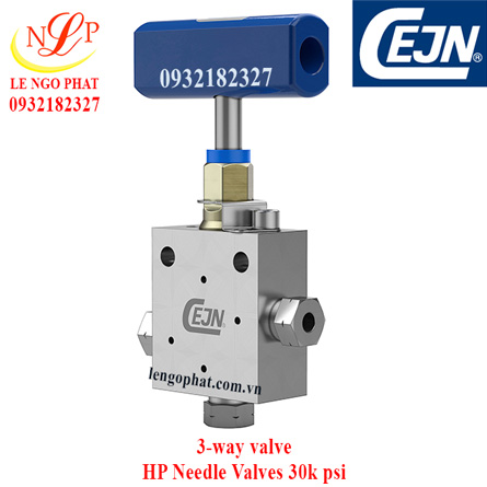3-way valve 2 pressure connections 30k psi - 34 Nm