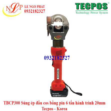 TBCP300 Súng ép đầu cos bằng pin 6 tấn hành trình 20mm Tecpos - Korea