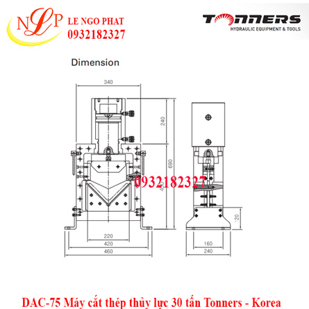 DAC-75 Máy cắt thép thủy lực 30 tấn Tonners - Korea