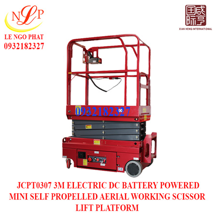  JCPT0307 3M ELECTRIC DC BATTERY POWERED MINI SELF PROPELLED AERIAL WORKING SCISSOR LIFT PLATFORM