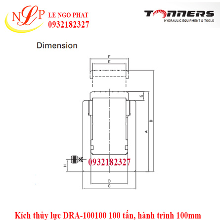 Kích thủy lực DRA-100100 100 tấn, hành trình 100mm