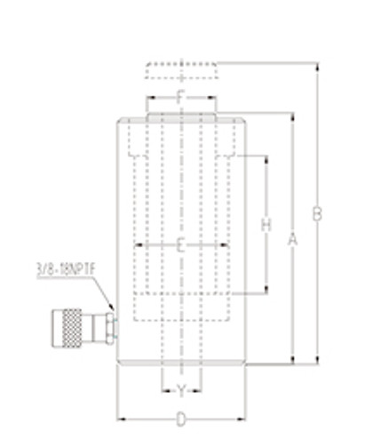 Sơ đồ kỹ thuật/ Bản vẽ kỹ thuật Kích thủy lực Rỗng Tâm 1 chiều RCH: